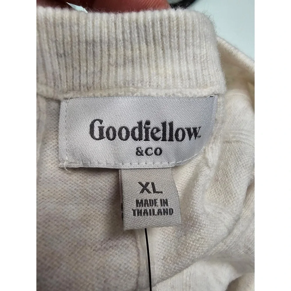 Goodfellow & Co‎ Mens XL Cream Soft Knit Crewneck Sweater Ribbed Long Sleeve New